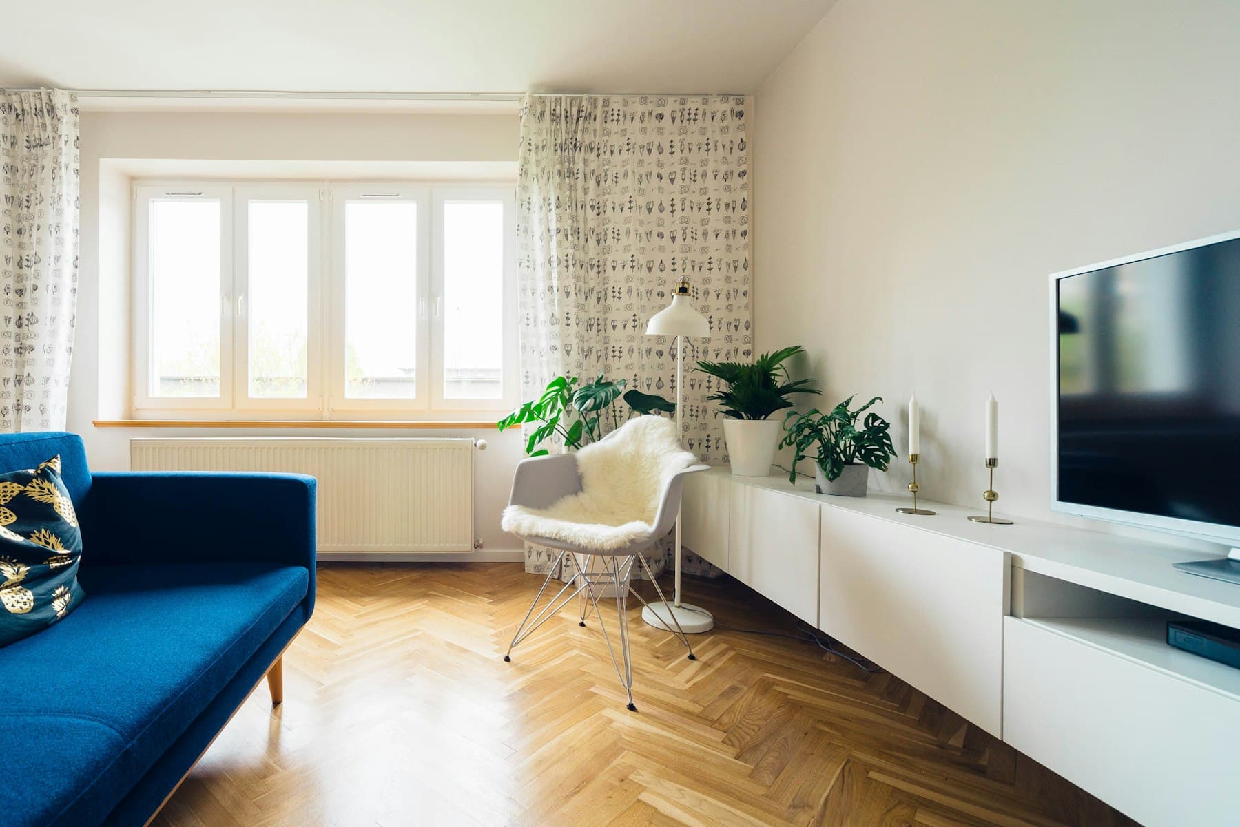 Editorial interior photograph with warm evening lamp light